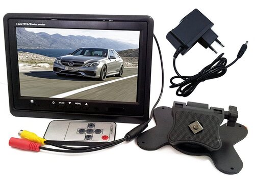 Monitor LCD 7 Pollici TFT - Con telecomando - Per Auto, macchina, casa, camper, TVCC - Vga, HDMI 1024 - AV