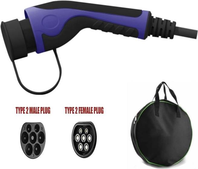 Helos - Stromkabel - IEC 62196 Type 2 (M) zu IEC 62196 Type 2 (W) - Wechselstrom 415 V - 16 A - 5 m - dreiphasig, 11 kW Leistung - Schwarz, Blau