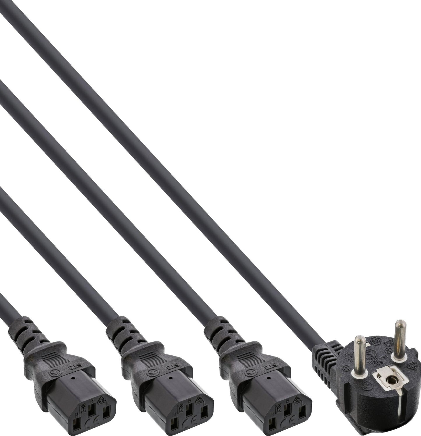 InLine 20er B-Pack Netz-Y-Kabel 1x Schutzkontakt 3x Kaltgeraete - Kabel - Strom/Netzteil (B-16657G)