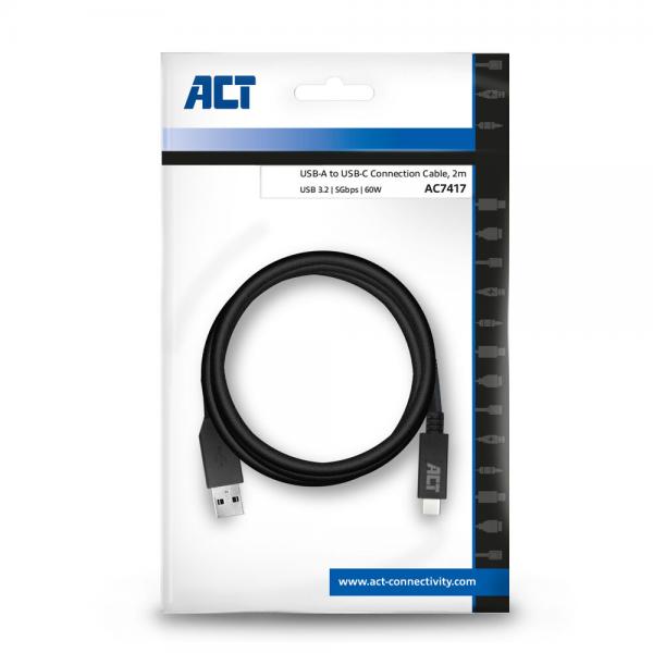 ACT AC7417 cavo USB 2 m USB 3.2 Gen 1 (3.1 Gen 1) USB C USB A Nero