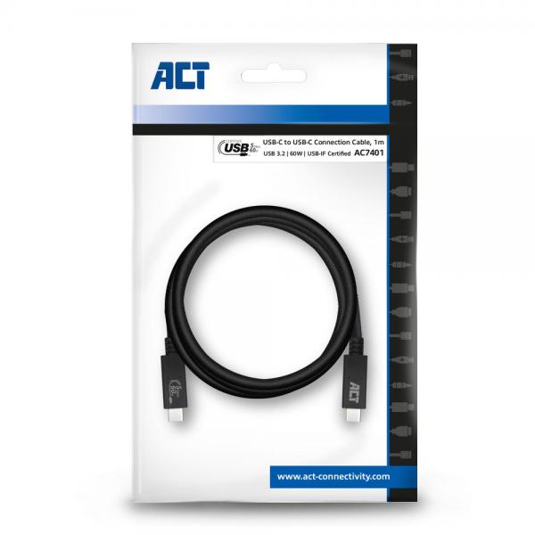 ACT AC7401 cavo USB 1 m USB 3.2 Gen 1 (3.1 Gen 1) USB C Nero