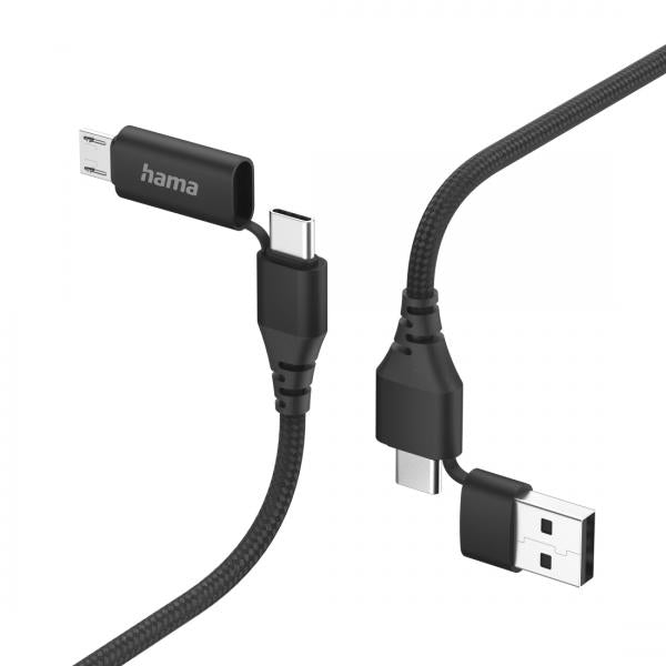 Hama 00201537 cavo USB 1,5 m USB 2.0 USB A/USB C USB C/Micro-USB B Nero