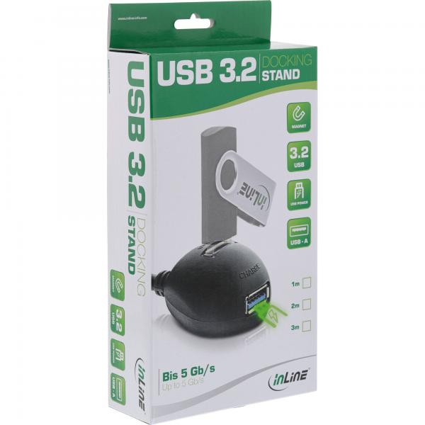 InLine Cavo USB 3.2 Gen.1 A M-F, 3m, Docking Stand con base magnetica