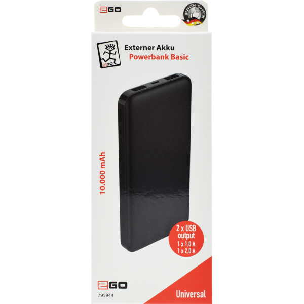 2GO 795944 batteria portatile Polimeri di litio (LiPo) 10000 mAh Nero