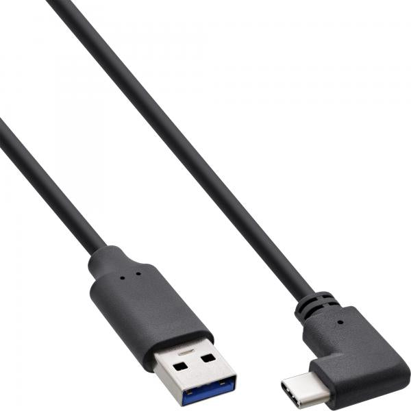 InLine Cavo USB 3.2, spina USB Tipo-C angolata a spina A, nero, 1m