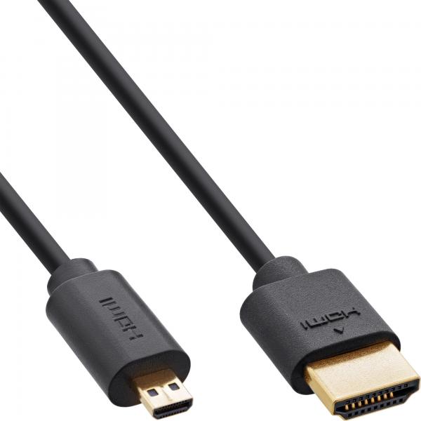 InLine 17902D cavo HDMI 2 m HDMI tipo A (Standard) HDMI tipo D (Micro) Nero