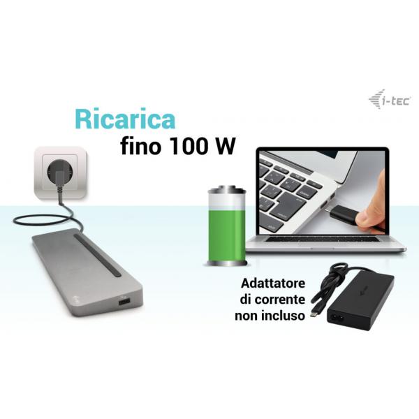 i-tec USB-C Metal Ergonomic 3x 4K Display Docking Station + Power Delivery 100 W
