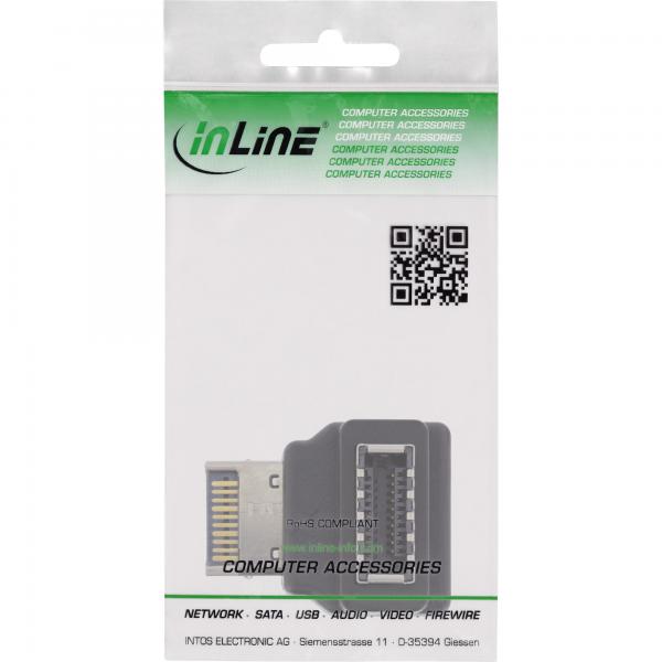 InLine Adattatore USB 3.2 interno, pannello frontale da USB-E m a USB-E f 90