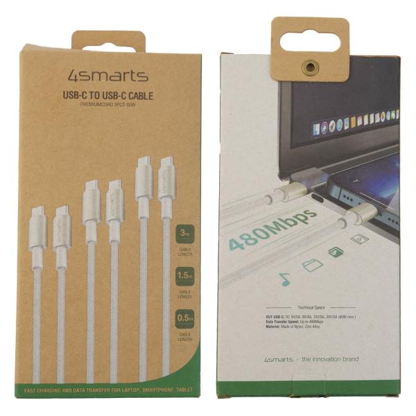4smarts 540621 cavo USB USB 2.0 USB C Argento, Bianco