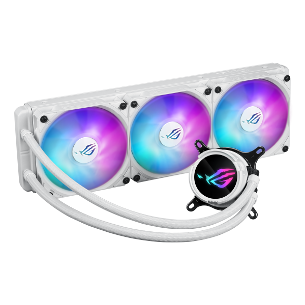 ASUS ROG Strix LC III 360 ARGB White Edition Processore Kit di raffreddamento a liquido 12 cm Bianco (Asus ROG STRIX LC III 360 ARGB White Liquid CPU Cooler, 360mm, 7th Gen v2 Asetek Pump, ARGB Fans,