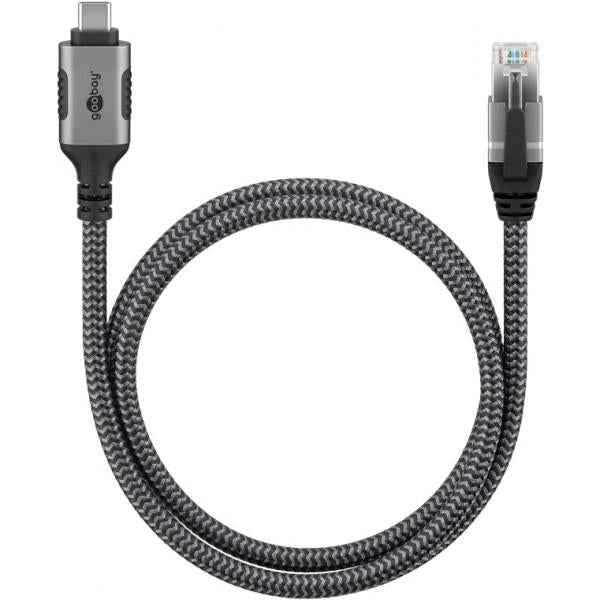Goobay 70753 adattatore per inversione del genere dei cavi USB C RJ-45 Nero, Argento