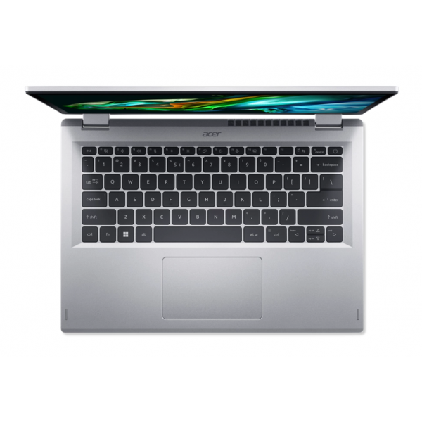 Acer Aspire 3 Spin 14 A3SP14-31PT-310V Intel Core i3 i3-N305 Ibrido (2 in 1) 35,6 cm (14") Touch screen WUXGA 8 GB LPDDR5-SDRAM 512 GB SSD Wi-Fi 6 (802.11ax) Windows 11 Home Argento