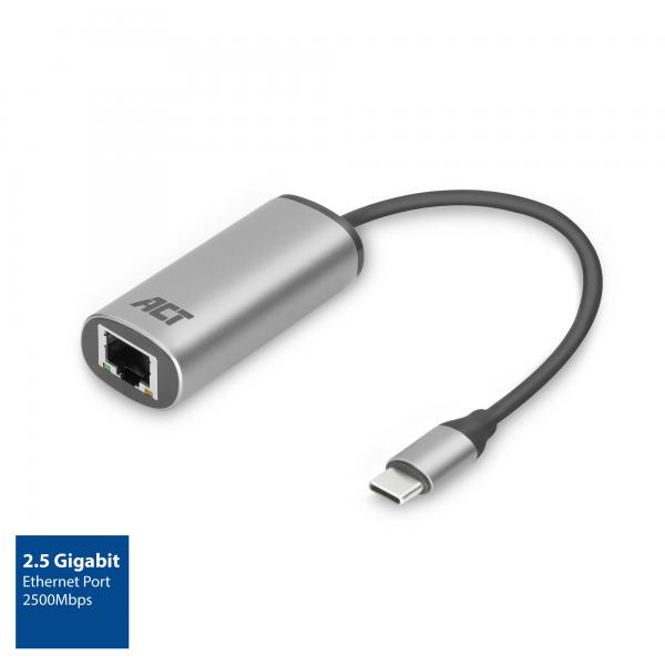 ACT AC7081 hub di interfaccia USB 3.2 Gen 1 (3.1 Gen 1) Type-C 2500 Mbit/s Alluminio