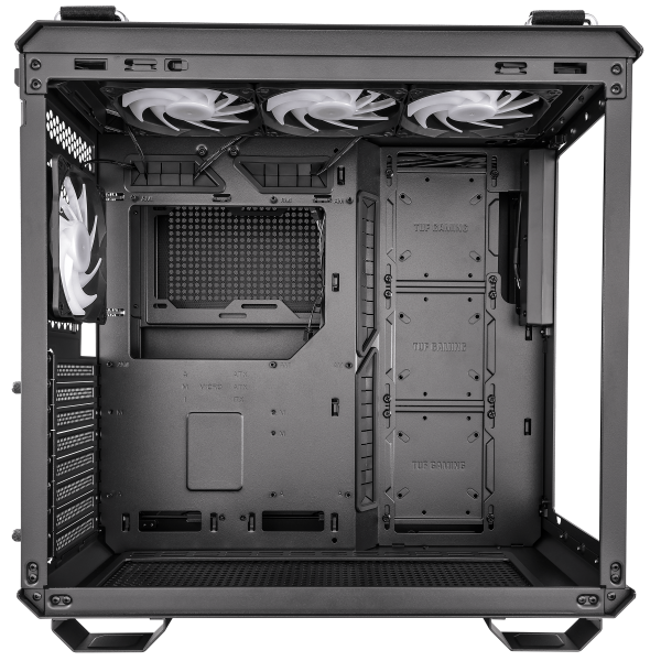 ASUS TUF Gaming GT502 PLUS Midi Tower Nero (Asus TUF Gaming GT502 Plus Case w/ Front & Side Glass Windows, ATX, Dual Chamber, Modular Design, 4x ARGB Fans & Lighting Hub, USB-C, Carry Handles, Black)