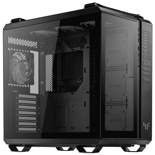 ASUS TUF Gaming GT502 PLUS Midi Tower Nero (Asus TUF Gaming GT502 Plus Case w/ Front & Side Glass Windows, ATX, Dual Chamber, Modular Design, 4x ARGB Fans & Lighting Hub, USB-C, Carry Handles, Black)