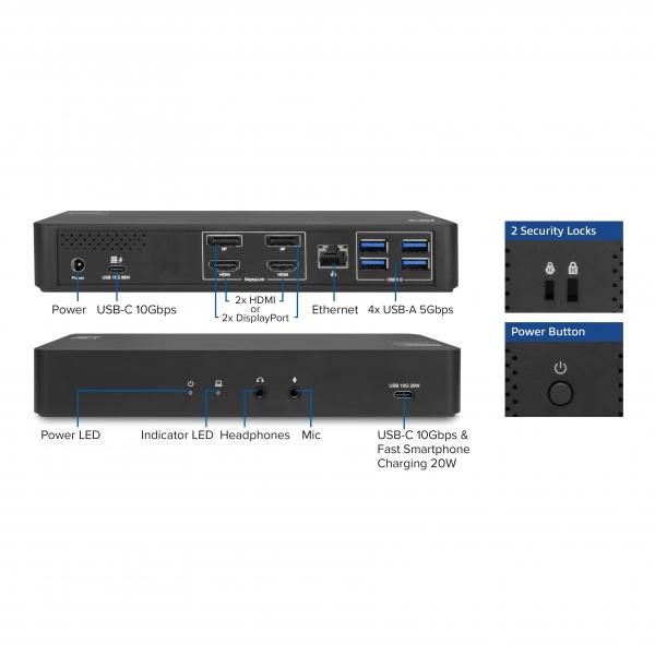 ACT AC7160 replicatore di porte e docking station per laptop Cablato USB 3.2 Gen 2 (3.1 Gen 2) Type-C Nero