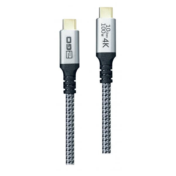 2GO 797512 cavo USB USB 3.2 Gen 2 (3.1 Gen 2) 1,2 m USB C Nero, Argento