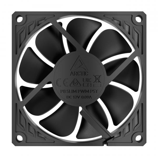 ARCTIC P8 Slim PWM PST Case per computer Ventilatore 8 cm Nero 1 pz (ARCTIC P8 Slim 8cm PWM PST Case Fan w/ Cable Splitter, Black, Fluid Dynamic, 300-3000 RPM)