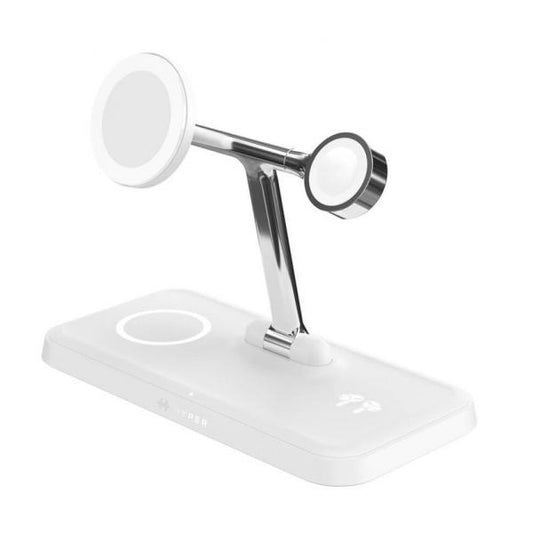 HYPER HJ3004WHGL Caricabatterie per dispositivi mobili Cuffie, Smartphone, Orologio intelligente Argento, Bianco dC, USB Carica wireless Ricarica rapida Interno