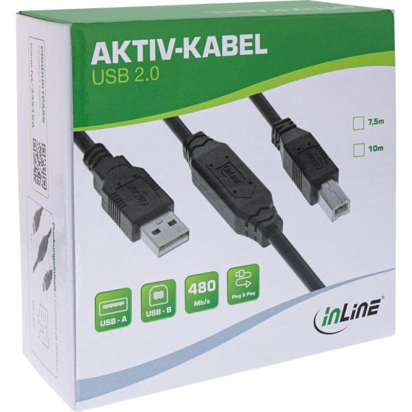 InLine Cavo attivo USB 2.0, da spina USB-A a spina USB-B, 10m