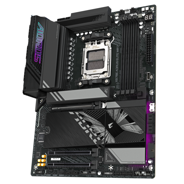 GIGABYTE X870E AORUS ELITE WIFI7 Scheda Madre - Supporta CPU AMD Ryzen 9000, 16+2+2 fasi VRM digitali, fino a 8000Hz DDR5 (OC), 3xPCIe 5.0 + 1xPCIe 4.0, Wi-Fi 7, LAN 2.5GbE, USB 4