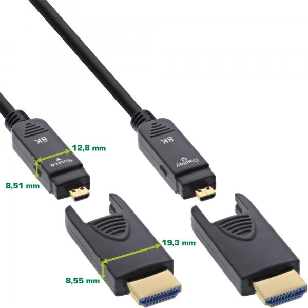 InLine Cavo HDMI AOC, cavo HDMI Ultra High Speed, 8K4K, spina staccabile, 15m