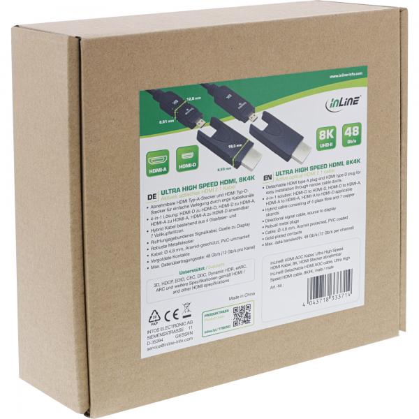 InLine Cavo HDMI AOC, cavo HDMI Ultra High Speed, 8K4K, spina staccabile, 15m