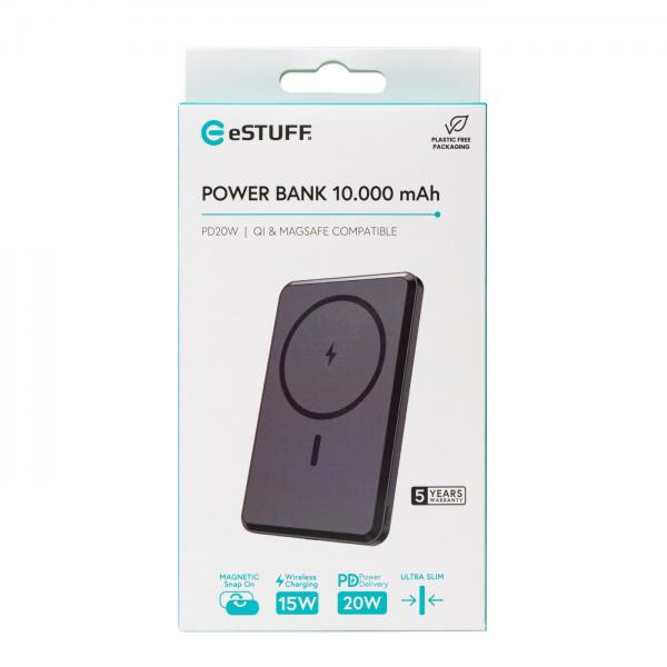 eSTUFF ES641101 batteria portatile 10000 mAh Carica wireless Nero