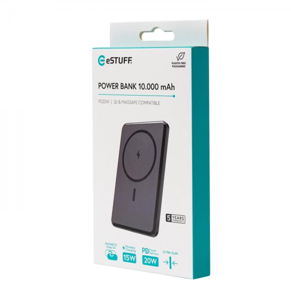 eSTUFF ES641101 batteria portatile 10000 mAh Carica wireless Nero