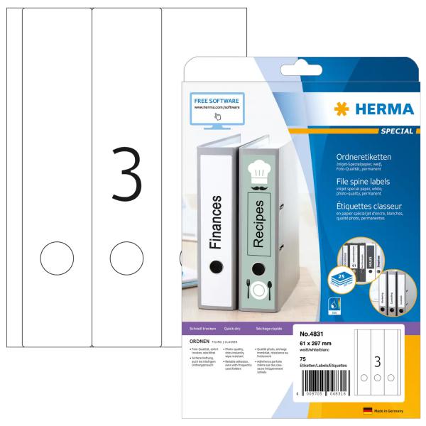 HERMA 4831 etichetta per stampante Bianco Etichetta per stampante autoadesiva (HERMA Special - etiketter til filmappe)