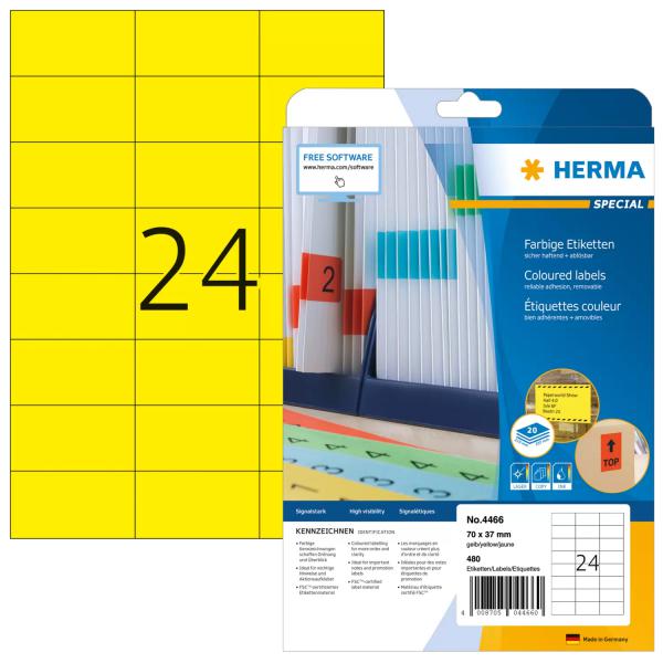 HERMA 4466 etichetta per stampante Giallo Etichetta per stampante autoadesiva (HERMA Special - etiketter - mat - 480)