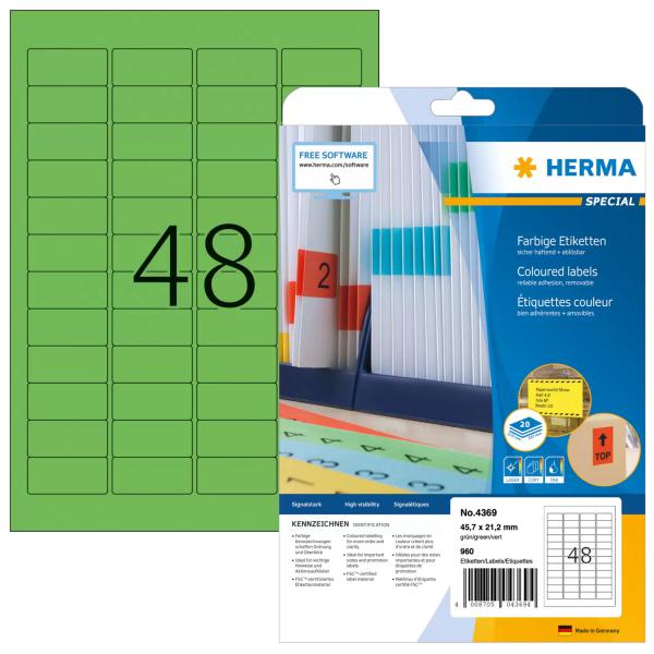 HERMA 4369 etichetta per stampante Verde Etichetta per stampante autoadesiva (HERMA Special - etiketter - mat - 960)