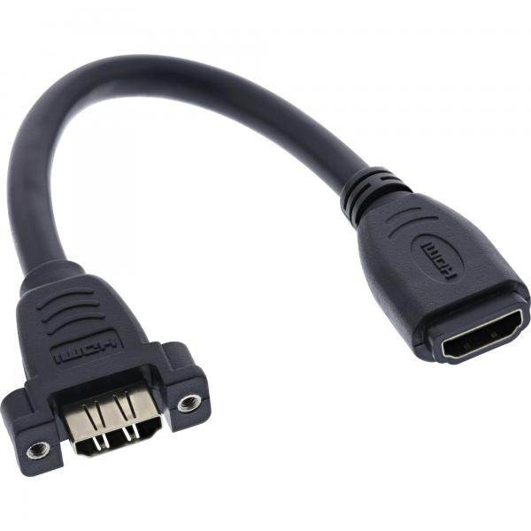 InLine Adattatore HDMI da pannello Typ A F/F con viti, 0,2m, dorato, 4K2K Comp.