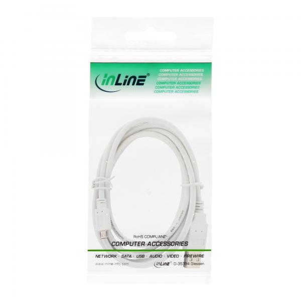 InLine Cavo USB 2.0 Micro, A maschio / Micro B maschio, 5m, bianco
