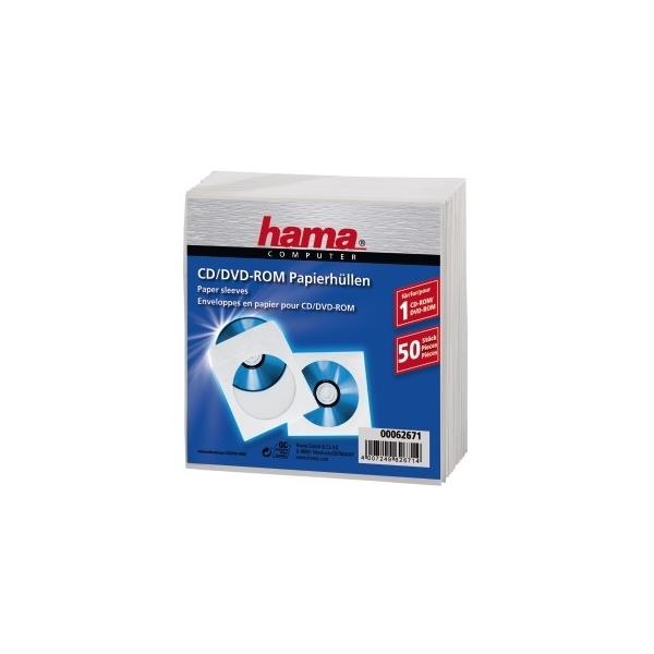 Hama CD-ROM Paper Sleeves 50, White 50 dischi Bianco