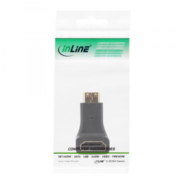 InLine Adattatore HDMI Typ A F a Mini HDMI Typ C M, ang. 90, dorato, 4K2K Comp