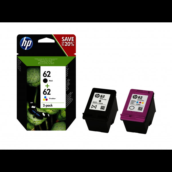 HP Confezione da 2 cartucce originali di inchiostro nero/tricromia 62
