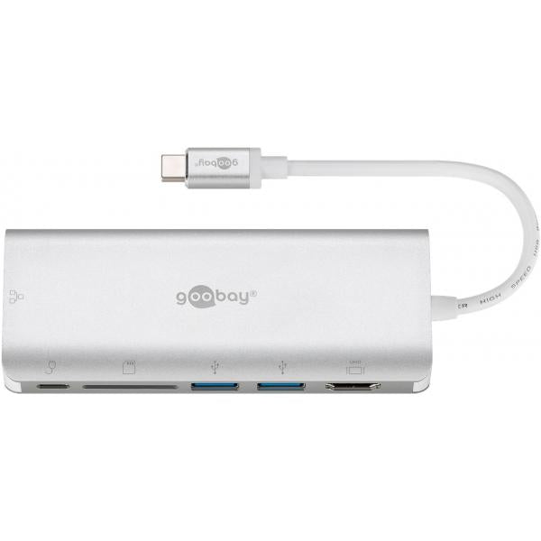 Goobay 76788 hub di interfaccia USB 3.2 Gen 1 (3.1 Gen 1) Type-A 5000 Mbit/s Argento, Bianco