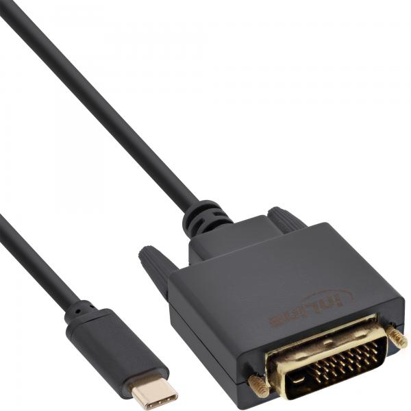 InLine Cavo display USB , spina USB-C a spina DVI (DP Alt mode), nero, 2m