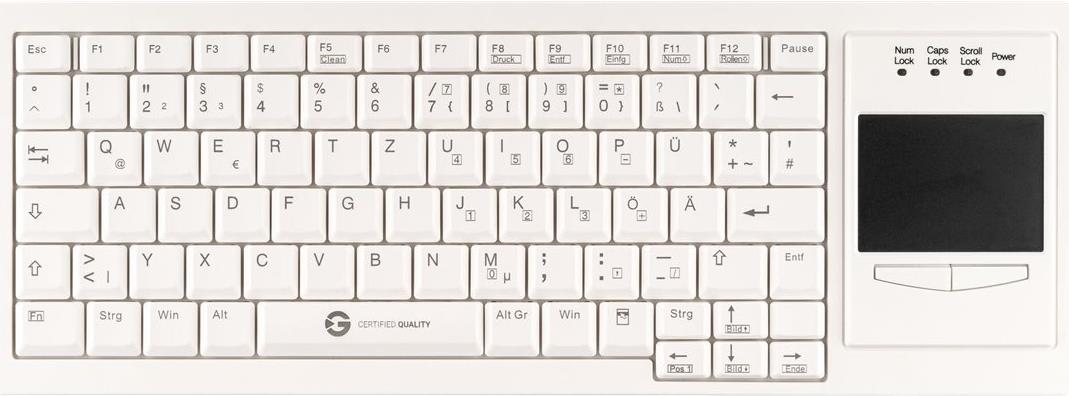 GETT Gertetechnik CleanType Xtra Touch - Tastatur - mit Touchpad - USB - QWERTZ - Deutsch - wei (KL30207)
