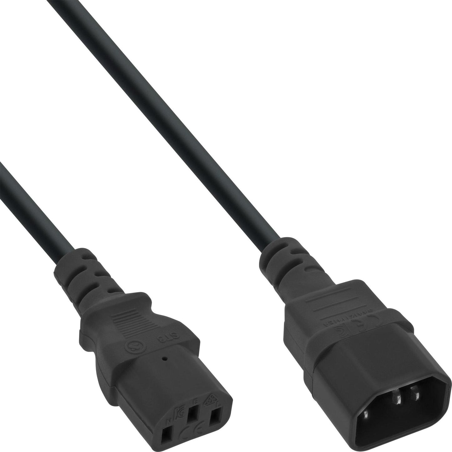 InLine 55er Bulk-Pack Kaltgerteverlngerung C13 auf C14 schwarz - Kabel - Verlngerungskabel - Strom/Netzteil - 1 m - IEC (B-16631)