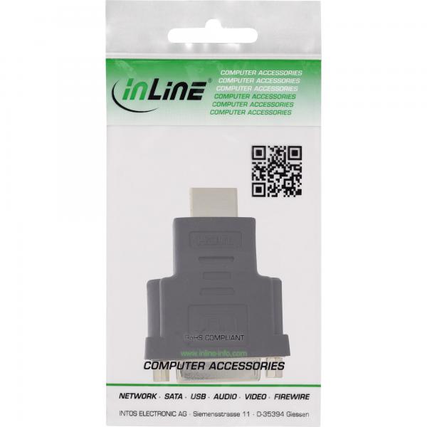 InLine Adattatore HDMI-DVI, Typ A M a DVI-D 24+1 F, dorato, 4K2K Compatibile
