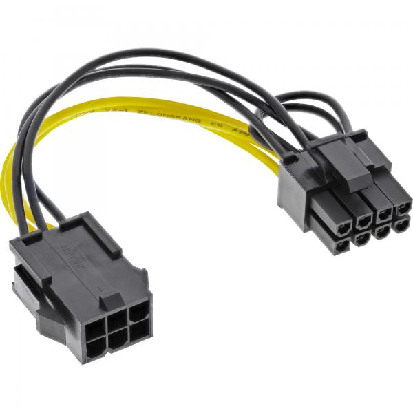 InLine Cavo di alimentazione int. da 6 pin PCIe M a 8 (6+2) pin PCIe F, 0,1m