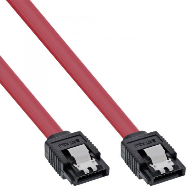 InLine Cavo SATA III (6Gb/s), SATA a SATA, 0,5m, rosso, chiusura a scatto