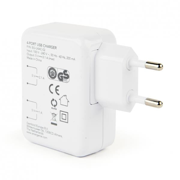 EnerGenie EG-U4AC-02 Caricabatterie per dispositivi mobili Bianco Interno