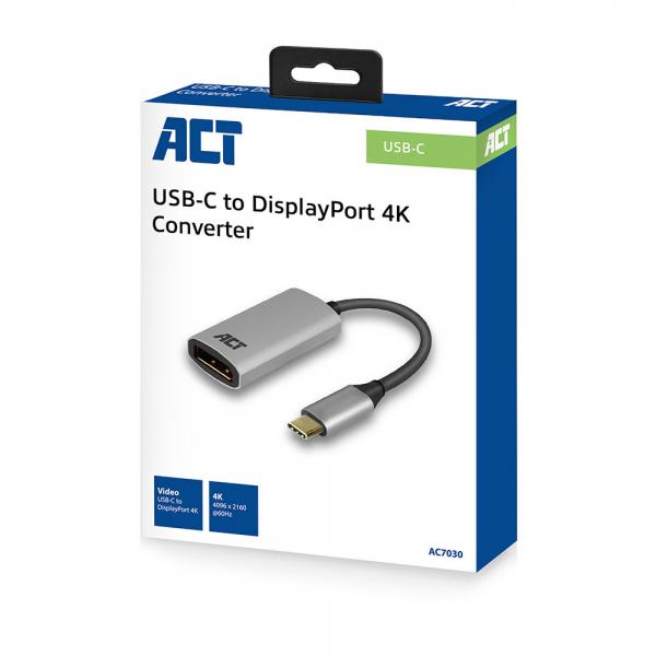 ACT AC7030 cavo e adattatore video 0,15 m USB tipo-C DisplayPort Grigio