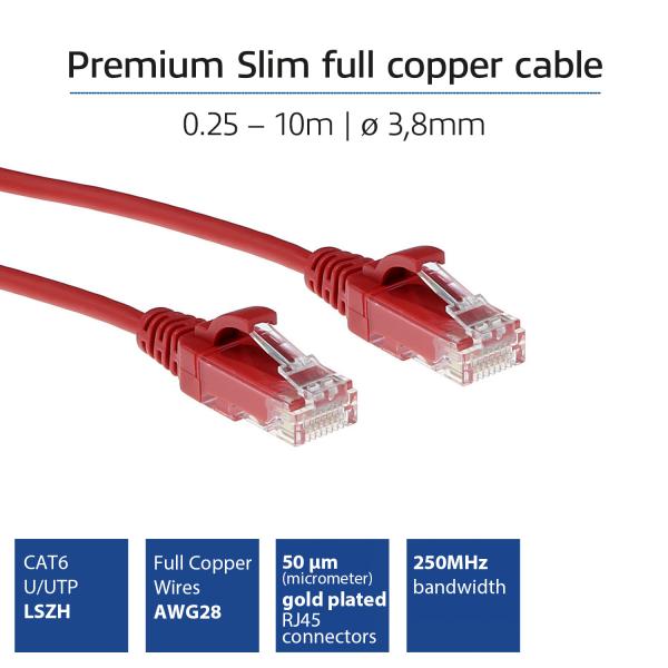ACT DC9552 cavo di rete Rosso 0,25 m Cat6 U/UTP (UTP)