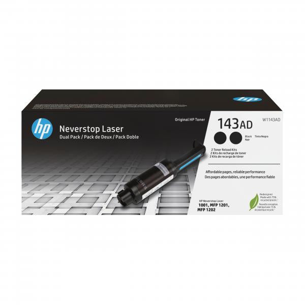 HP Kit ricarica toner nero originale Neverstop 143AD, dual-pack