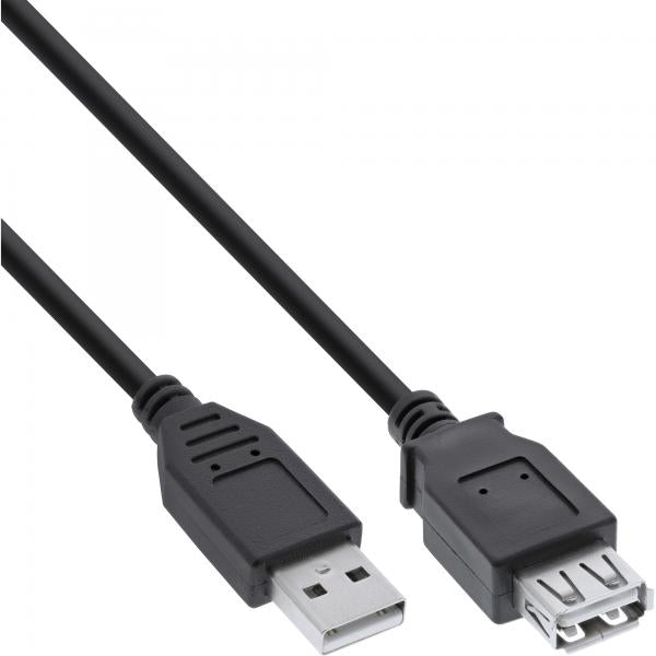 InLine Cavo USB 2.0 A maschio / A femmina, 2m, prolunga, nero