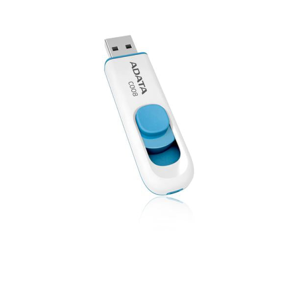 ADATA 64GB C008 unit flash USB USB tipo A 2.0 Blu, Bianco (64GB USB 2.0 White&Blue C008 - Smart Sliding Button - Warranty: 24M)